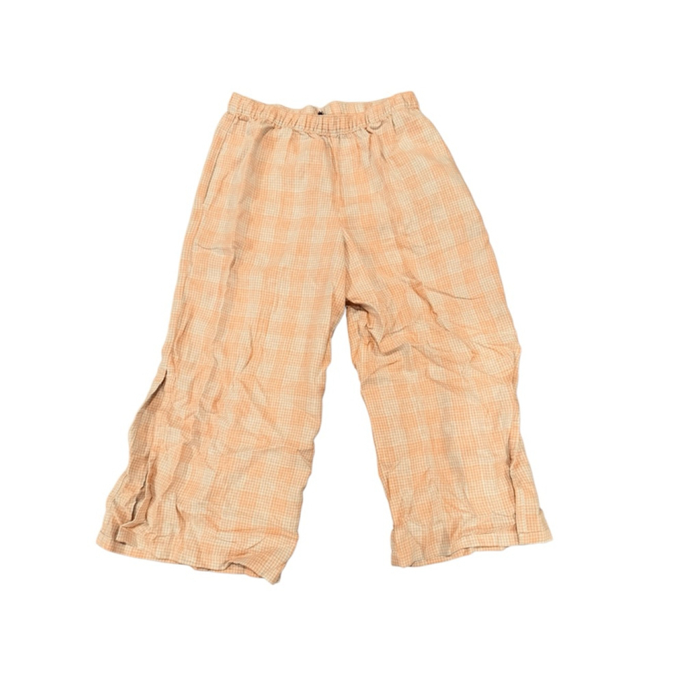 Women's Patagonia Orange Beige Plaid Garden Island Wide Leg Pants M - Picture 2 of 5